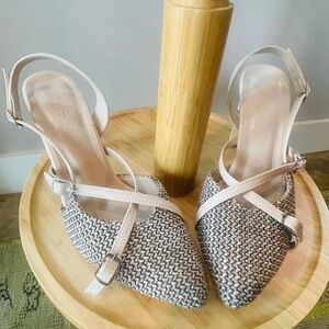 Circus by Sam Edelman Woven Pointed Toe Ankle Strap Heels Size 39